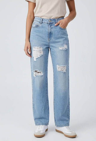 Jeans Straight con Destroyed 21247