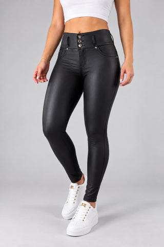 Jeans Skinny  Efecto Cuero Tiro Alto 76426