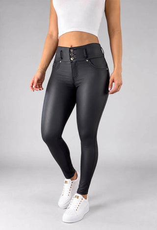 Jeans Skinny  Efecto Cuero Tiro Alto 76426
