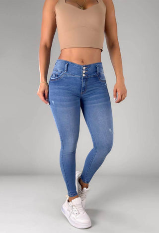 Jeans Skinny Tiro Medio 21217