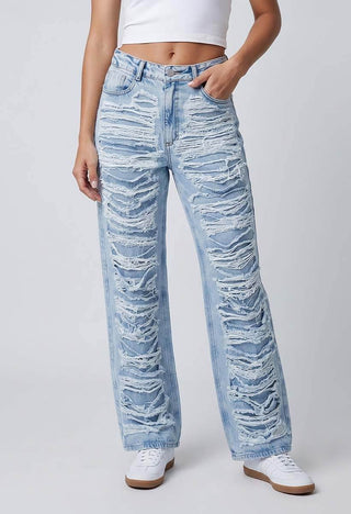 Jeans Straight con Destroyed 21309
