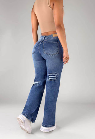 Jeans Straight Tiro Alto 21163