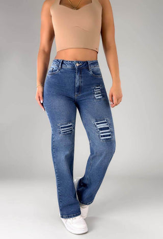 Jeans Straight Tiro Alto 21163