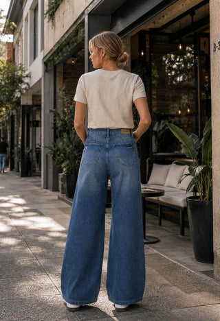 Jeans Wide Leg Tiro Alto 21234