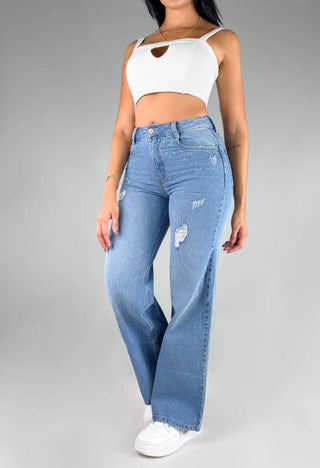Jeans Straight Tiro Alto 21110