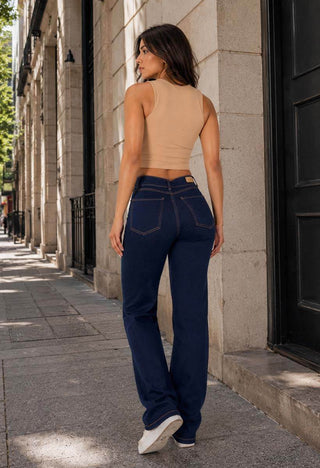 Jeans Straight Tiro Alto 21185