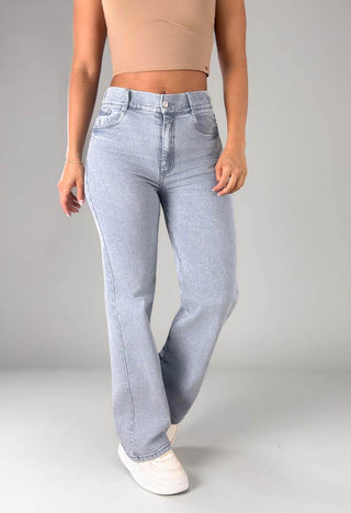 Jeans Straight con Pretina Enresortada 21209