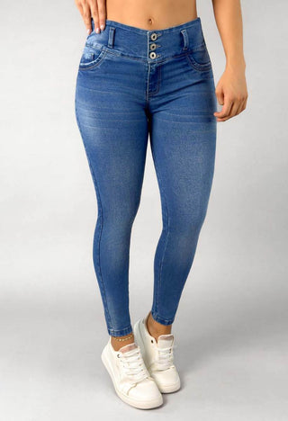 Jeans Skinny Tiro Medio 21049