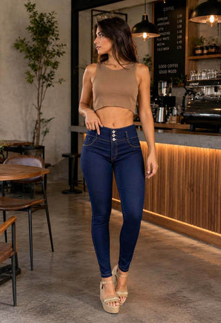 Jeans Skinny Tiro Medio 21237