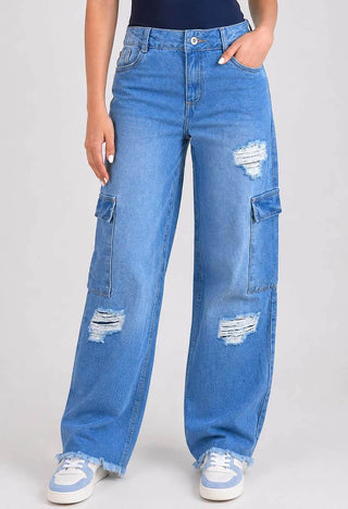 Jeans Straight Cargo Adolescente 12467