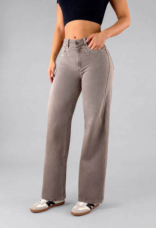Jeans Wide Leg Tiro Alto 21197