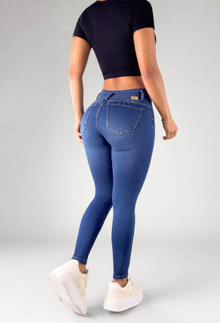 Jeans Skinny Tiro Alto 4 Botones 21218