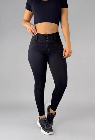 Jeans Skinny Negro Tiro Alto 21257
