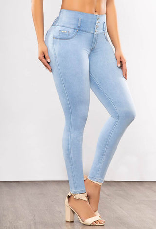 Jean Regular Fit Tiro Alto 4 Botones