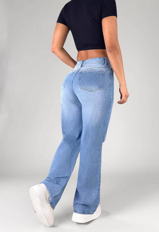 Jeans Straight Tiro Alto 21195