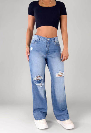 Jeans Straight Tiro Alto 21195