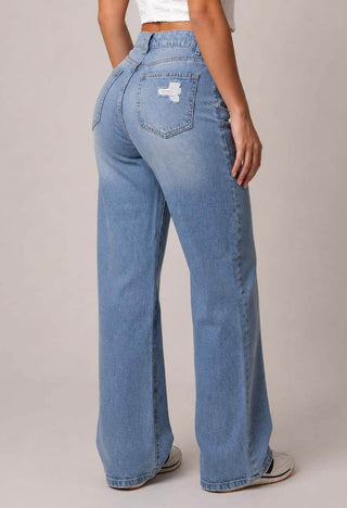 Jeans Straight con Destroyed 21367