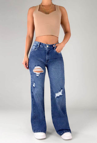 Jeans Wide Leg Tiro Alto 76342
