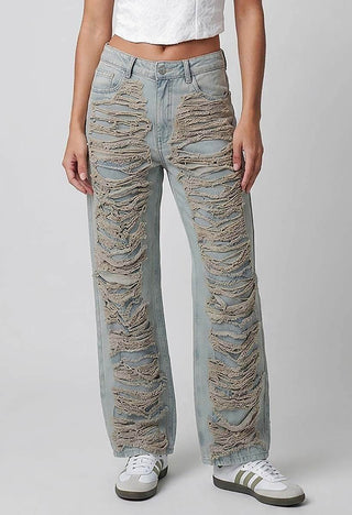 Jeans Straight con Destroyed 21309