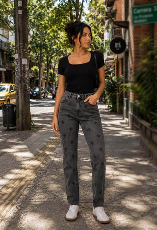 Jeans Straight Tiro Alto 76522
