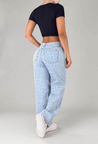 Jean Straight Tiro Alto Animal Print 76387