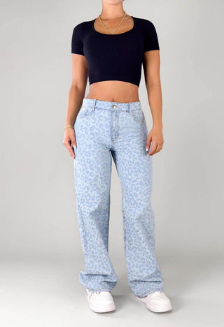 Jean Straight Tiro Alto Animal Print 76387