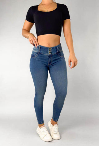 Jeans Skinny Tiro Medio 21222
