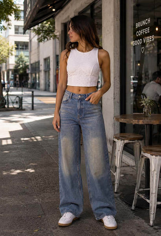 Jeans Wide Leg Tiro Alto 21352